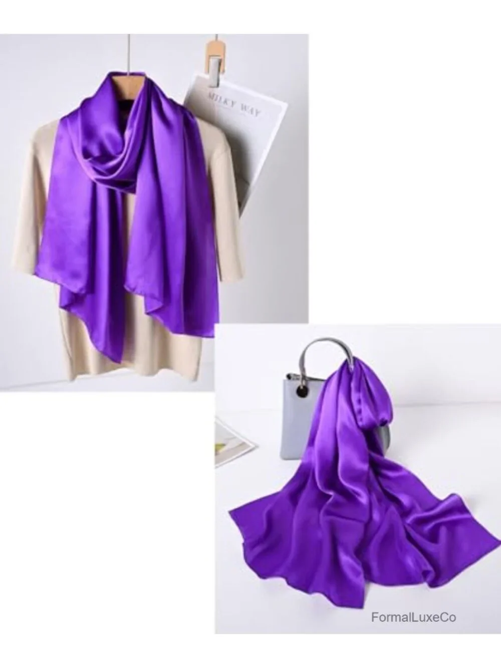 100% Mulberry Silk Long Scarf Wrap - Large Oblong Shawl with Gift Packaging